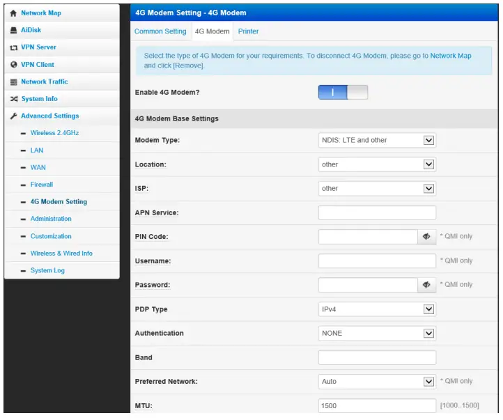YUCHENG AF791 4G Router Module Instruction - APN settings