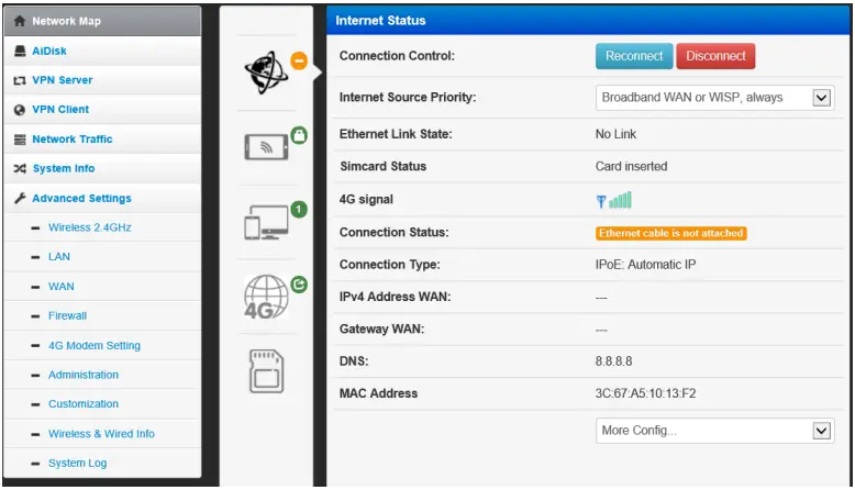 YUCHENG AF791 4G Router Module Instruction -External network status