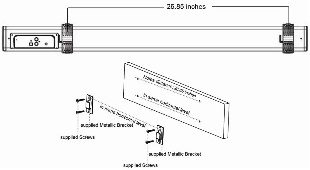 JENSEN JSBW 650 Wall Mountable 21 Channel Bluetooth Soundbar - mounting accessories