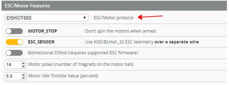 HGLRC Zeus F722 Mini Flight Control User Manual - Choose ESC protocol