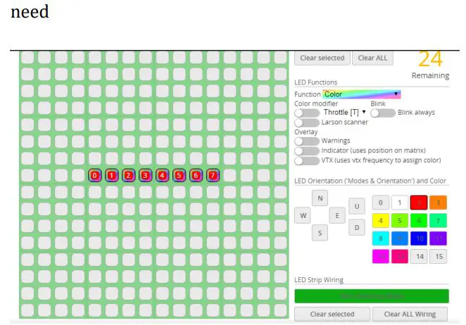 HGLRC Zeus F722 Mini Flight Control User Manual - LED settings
