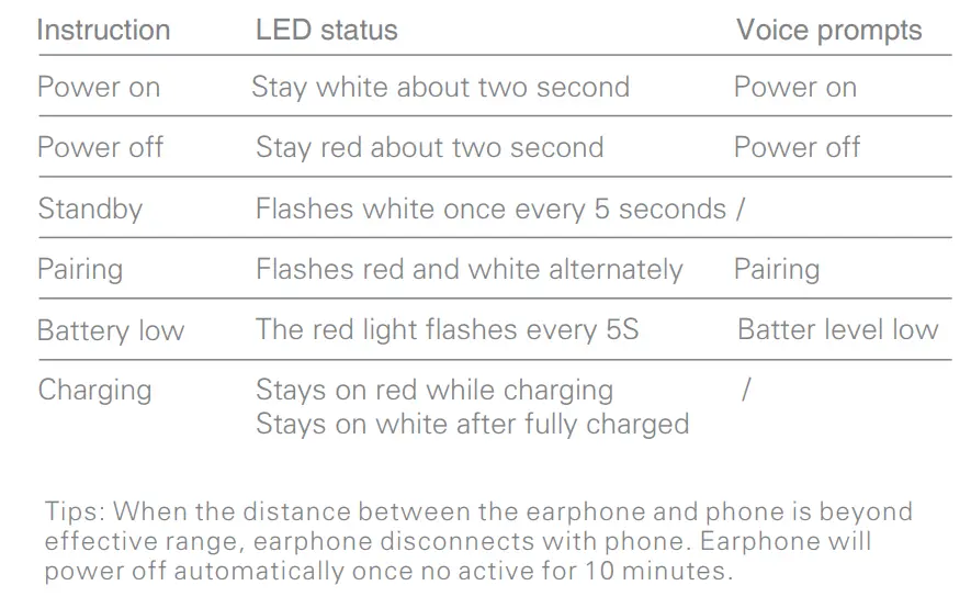 cannice H876-08 Wireless Over-Ear Headphones User Guide - Status indicator