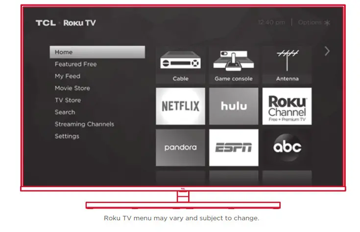 Roku TV menu may vary and subject to change.