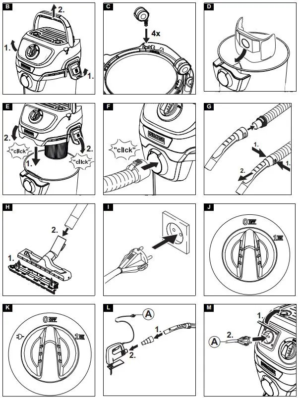 KARCHER WD 3 V-17 4 20 Wet dry vacuum cleaner User Manual - Fig B,M