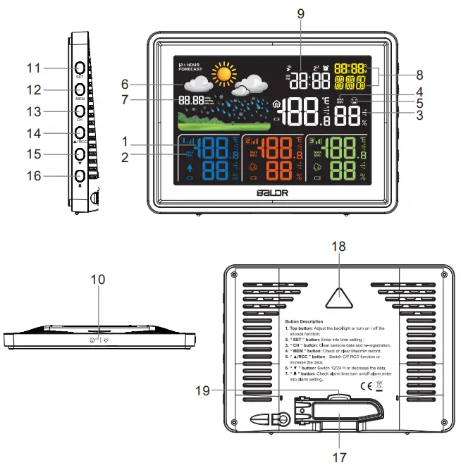 BALDR B0359WST4H4PR Wireless Color Weather Station - OVERVIEW