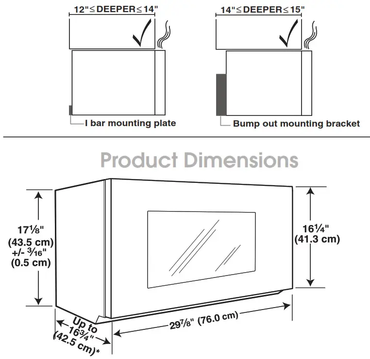 Microwaves Microwave Hood Combination - Product Dimensions