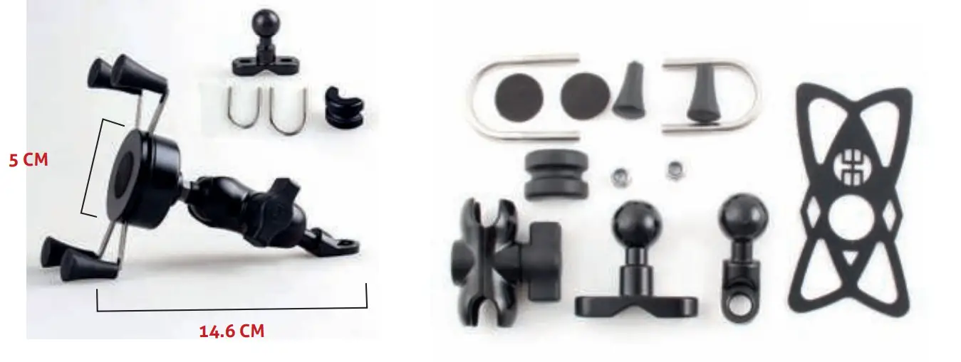 SPINBRAKE X-GRIP Phone Mount Universal with Charger - Dimension