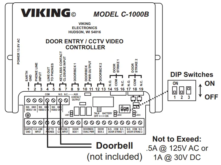 VIKING ELECTRONICS C-1000B Door Entry and CCTV Camera Controlled - 8