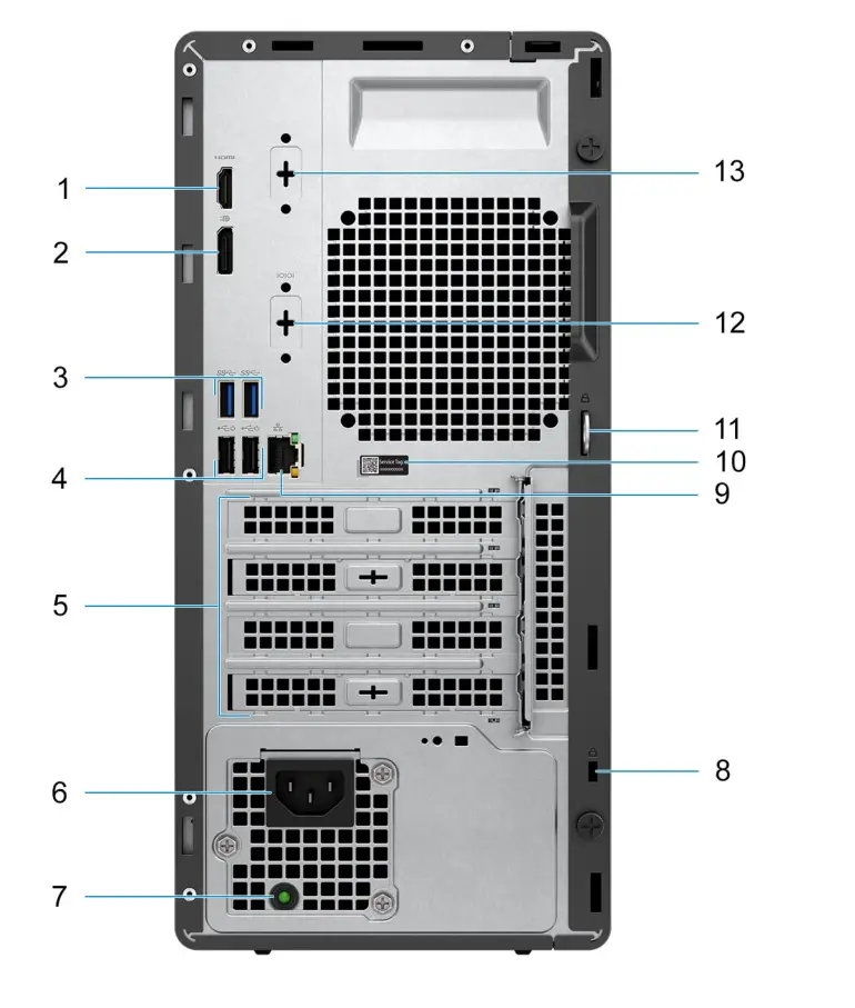 DELL OptiPlex 3000 Tower - Back