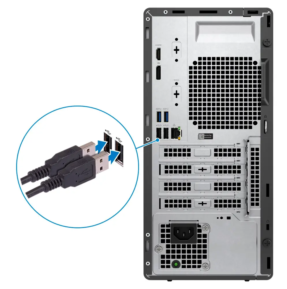 DELL OptiPlex 3000 Tower - Connect the keyboard and mouse