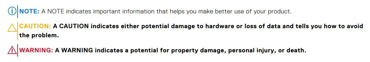 DELL OptiPlex 3000 Tower - Notes, cautions, and warnings