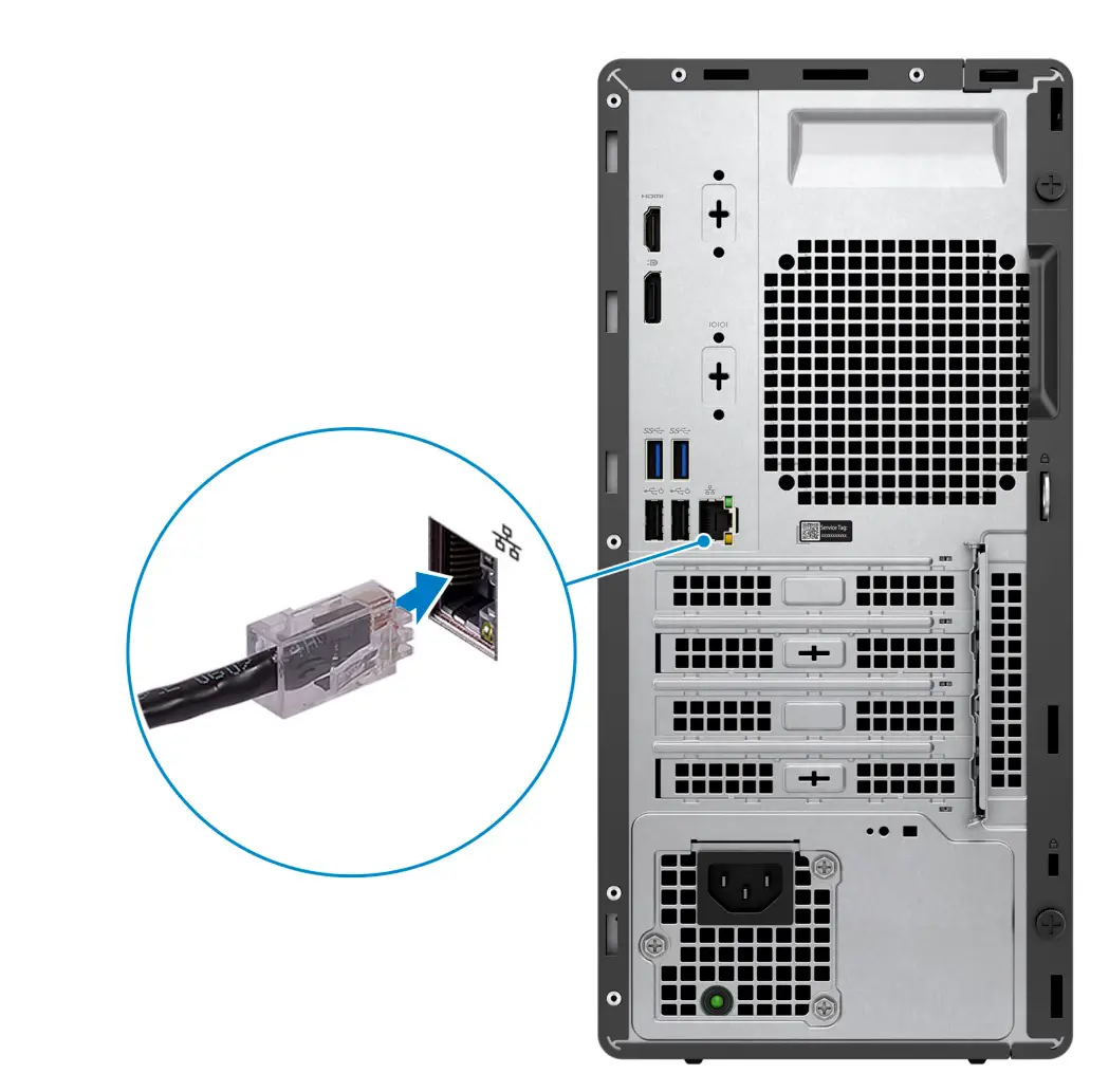 DELL OptiPlex 3000 Tower - Connect to your network using a cable.
