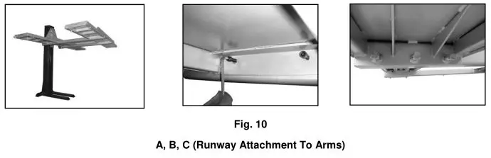 Single Post Storage Lift SP-6K-SS - Runway Attachment To Arms
