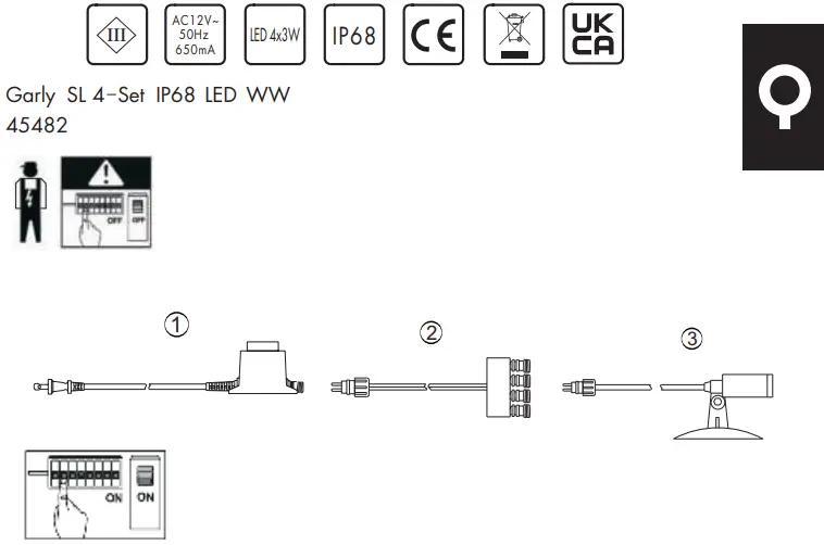 Garly SL 4-Set IP68 LED WW