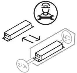 Replaceable control gear by a professional