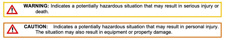 Warning and Caution Banner