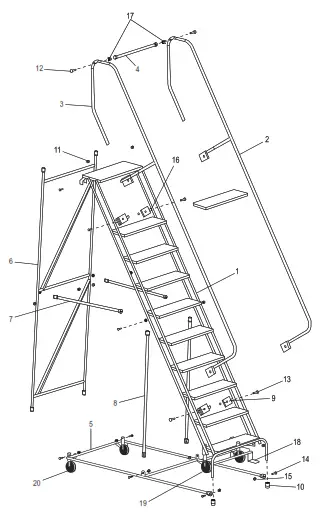 ULINE H-1085U-10 8-11 Step Rolling Safety Ladders - 2