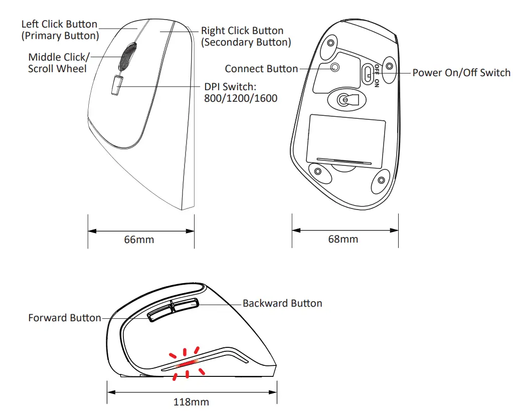 Perixx PERIMICE-804 Wireless Ergonomic Vertical Mouse - Fig 1