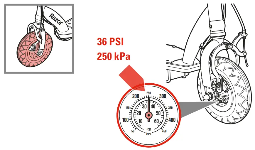 Razor E100 Glow Electric Scooter - 36 PSI