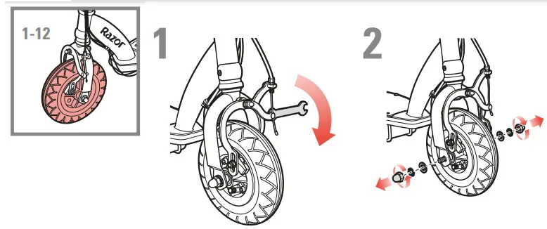 Razor E100 Glow Electric Scooter - Front wheel replacement
