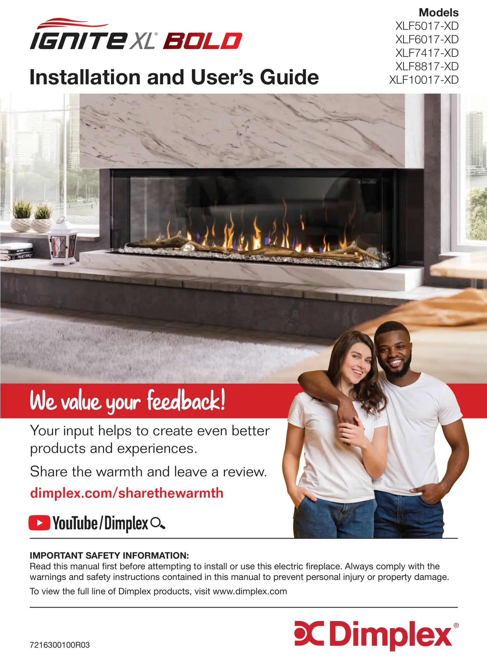 Dimplex XLF5017-XD Built-in Electric Fireplace Instruction Manual