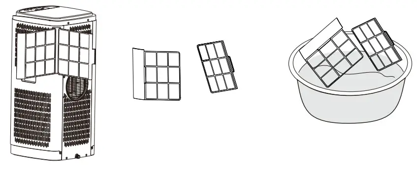 electriQ P12HPW 12,000 BTU Portable Air Conditioner with Heatpump and Wifi - AIR FILTER CLEANING