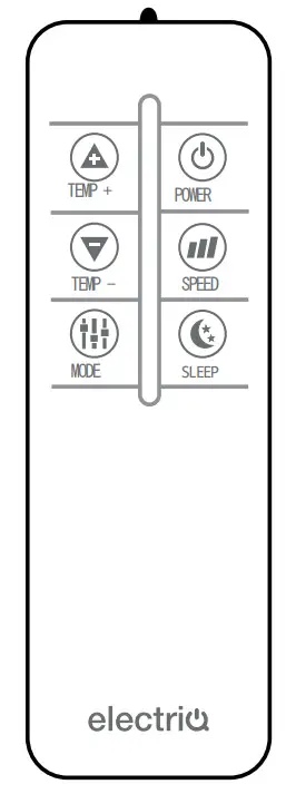electriQ P12HPW 12,000 BTU Portable Air Conditioner with Heatpump and Wifi - REMOTE CONTROL