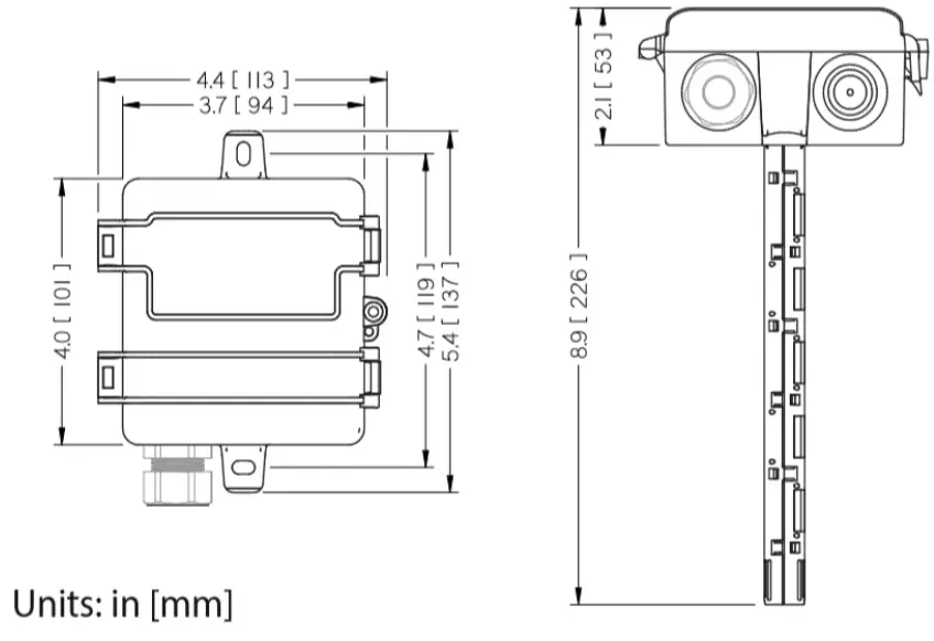 SENVA T talSenseTM Series Duct and Outdoor Air Quality Sensor - Dimensions