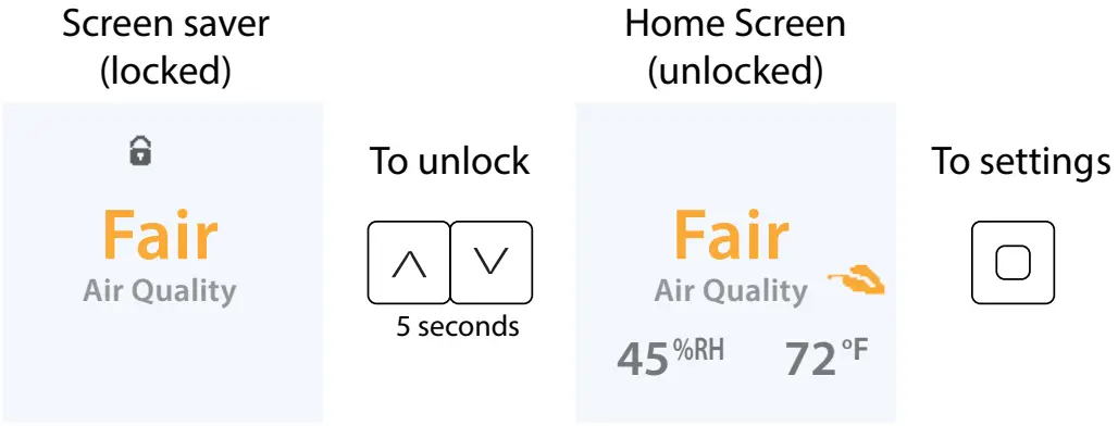 SENVA T talSenseTM Series Duct and Outdoor Air Quality Sensor - Screen Lock