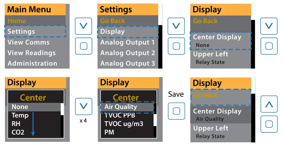 SENVA T talSenseTM Series Duct and Outdoor Air Quality Sensor - ain Menu