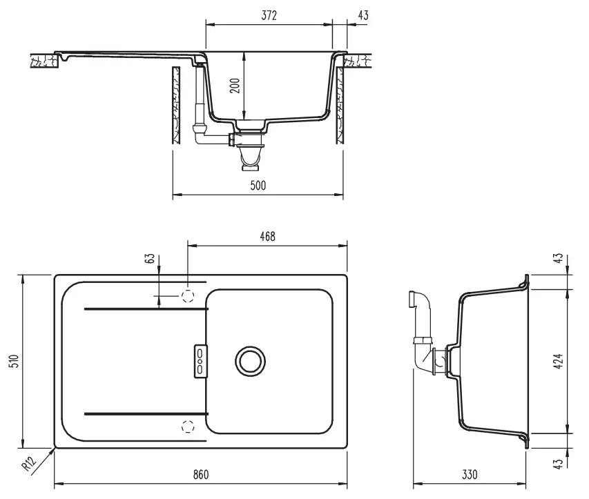SCHOCK Wembley D 100 Magma Granite Sink