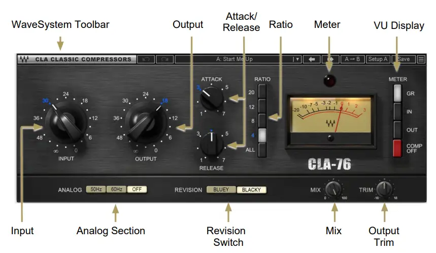 WAVES CLA 76 Compressor or Limiter Plugin - Chapter 3