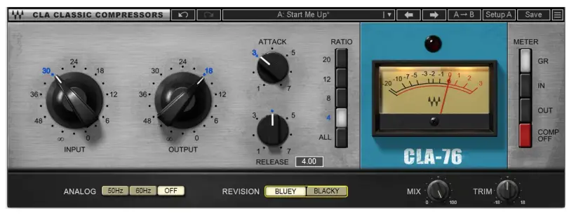 WAVES CLA 76 Compressor or Limiter Plugin - Chapter 3
