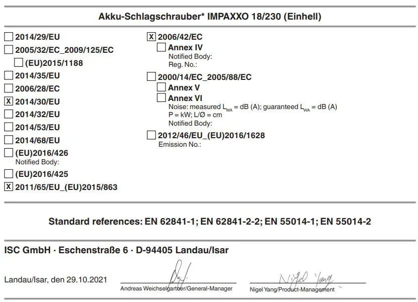 Einhell IMPAXXO 18 230 Cordless Hammer Screwdriver User Manual - Akku-Schlagschrauber