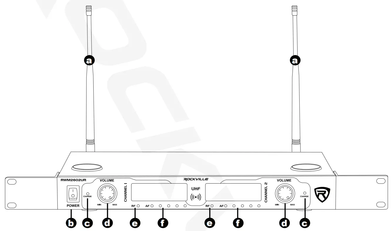 ROCKVILLE RWM2602UR High Performance Hand Held Wireless Dual Microphone System - Receiver1