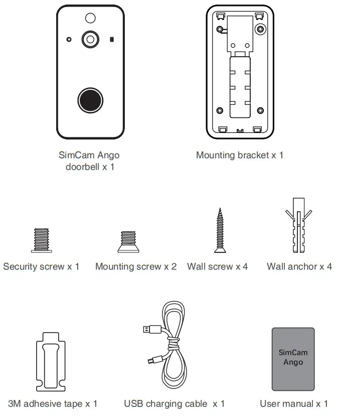simshine SimCam Ango Video Doorbell with AI Motion - box