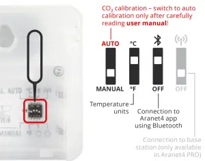 AMi Aranet4 CO2 Meter Pro Long Battery Life - CONFIGURATION SWITCHES