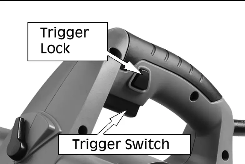 Clarke CEP720B 82mm Electric Planer - trigger