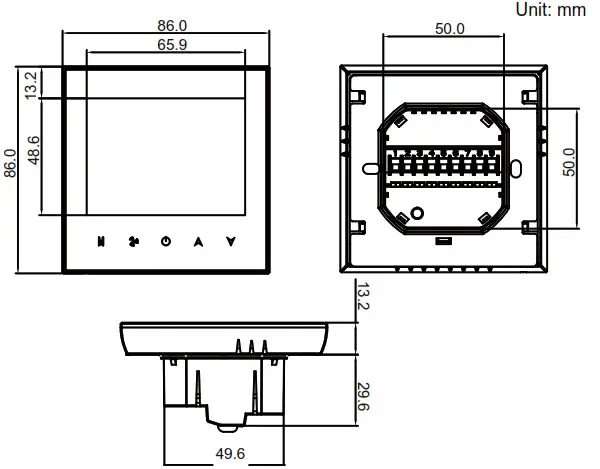 beca BAC-3000 Series WiFi Thermostat - DIMENSION