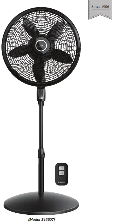 Lasko S18601 18 Inch Adjustable Pedestal Fan