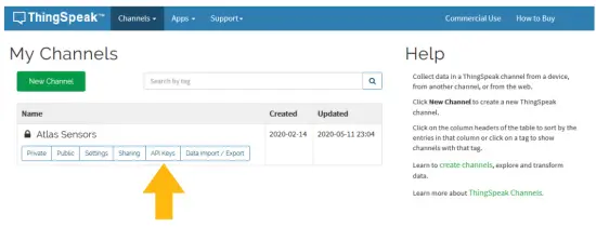 ThingSpeak API keys