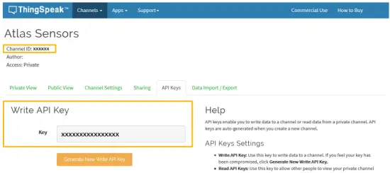ThingSpeak API keys