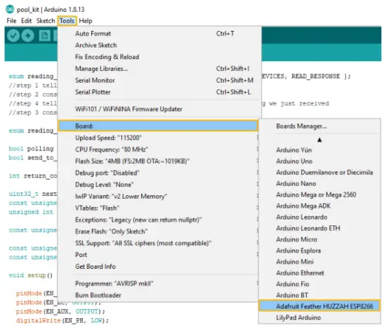 Setting up the HUZZAH board