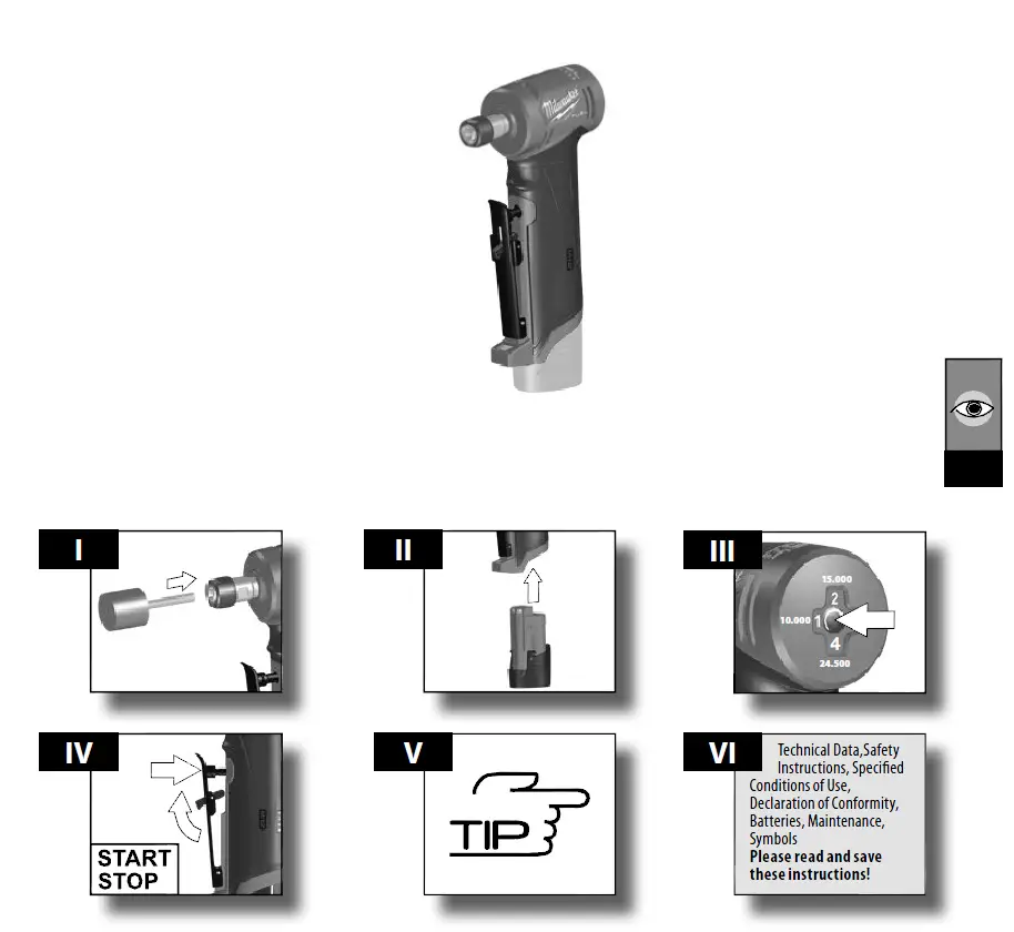 milwaukee- M12FDGA-0 -12V 4.0 Ah & -2.0Ah Li-Ion -RedLithium -Brushless- Cordless- Angled -Die -Grinder -2