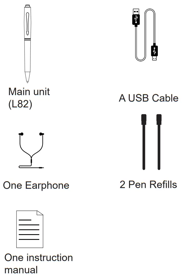AKALULI V90 32GB Digital Voice Recorder - Package Content