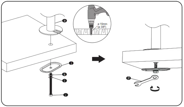 ALI Laptop Tray Desk Mount Installation GuideGrommet Hole Installation1