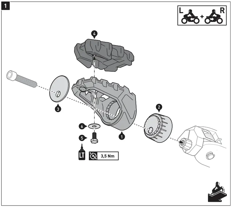 SW-MOTECH FRS.06.112.10200 EVO Footrest Kit for Yamaha Tenere 700 - MONTAGI - FIG1