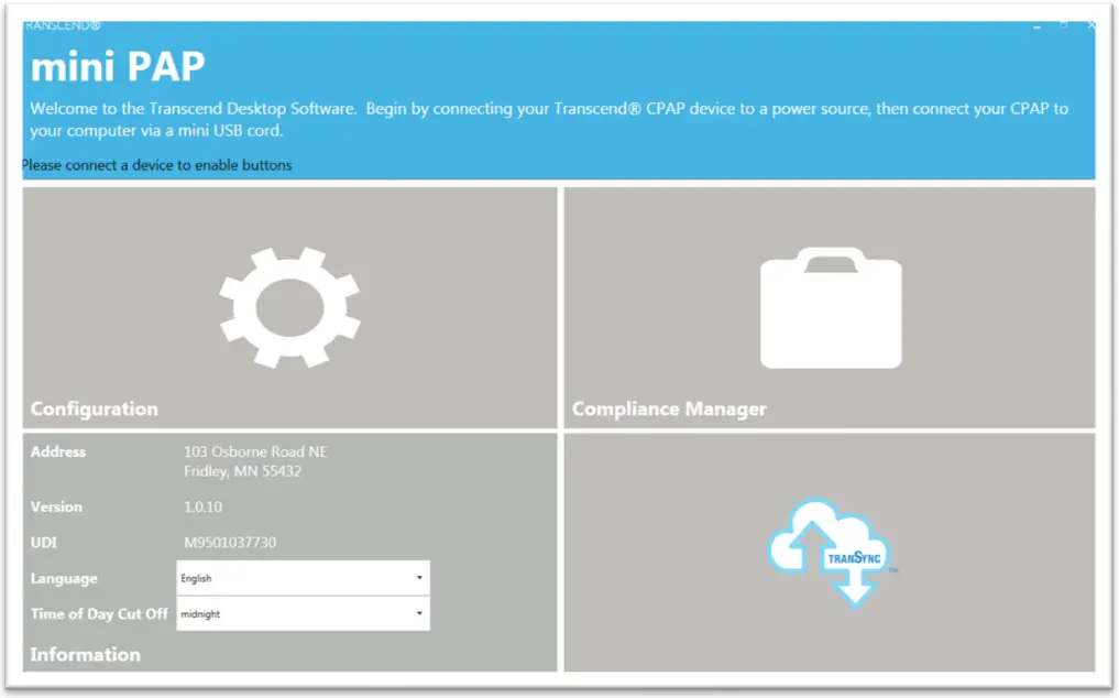 transcend 505000 Micro Smallest and Lightest Travel CPAP - setting 9