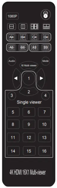 J-TECH DIGITAL JTECH-MV161 4K HDMI 16x1 High Performance Multi Viewer - Remote