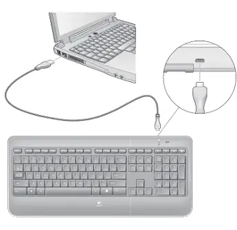 Recharging the keyboard